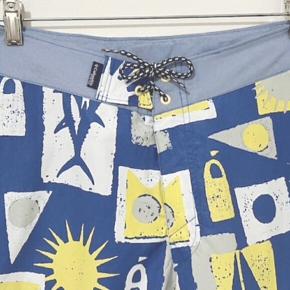 Columbia Blue and Yellow Patterned Men Swim Board Shorts - Picture 3 of 7
